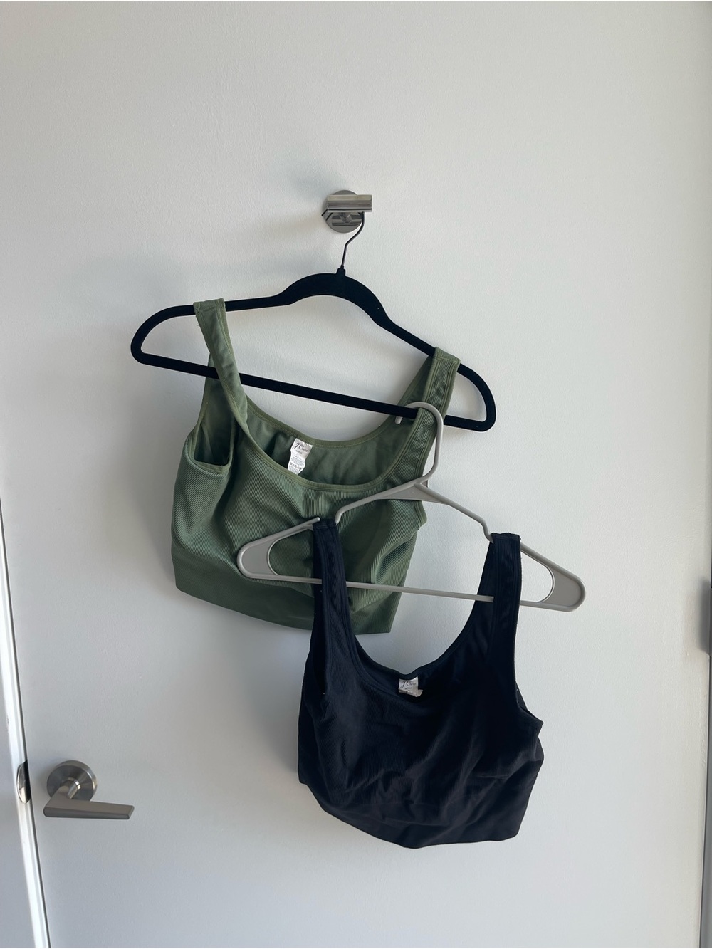 J. Crew Scoop Sports Bras in Black & Olive